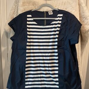 Anne Klein Navy and White Striped Women's Top